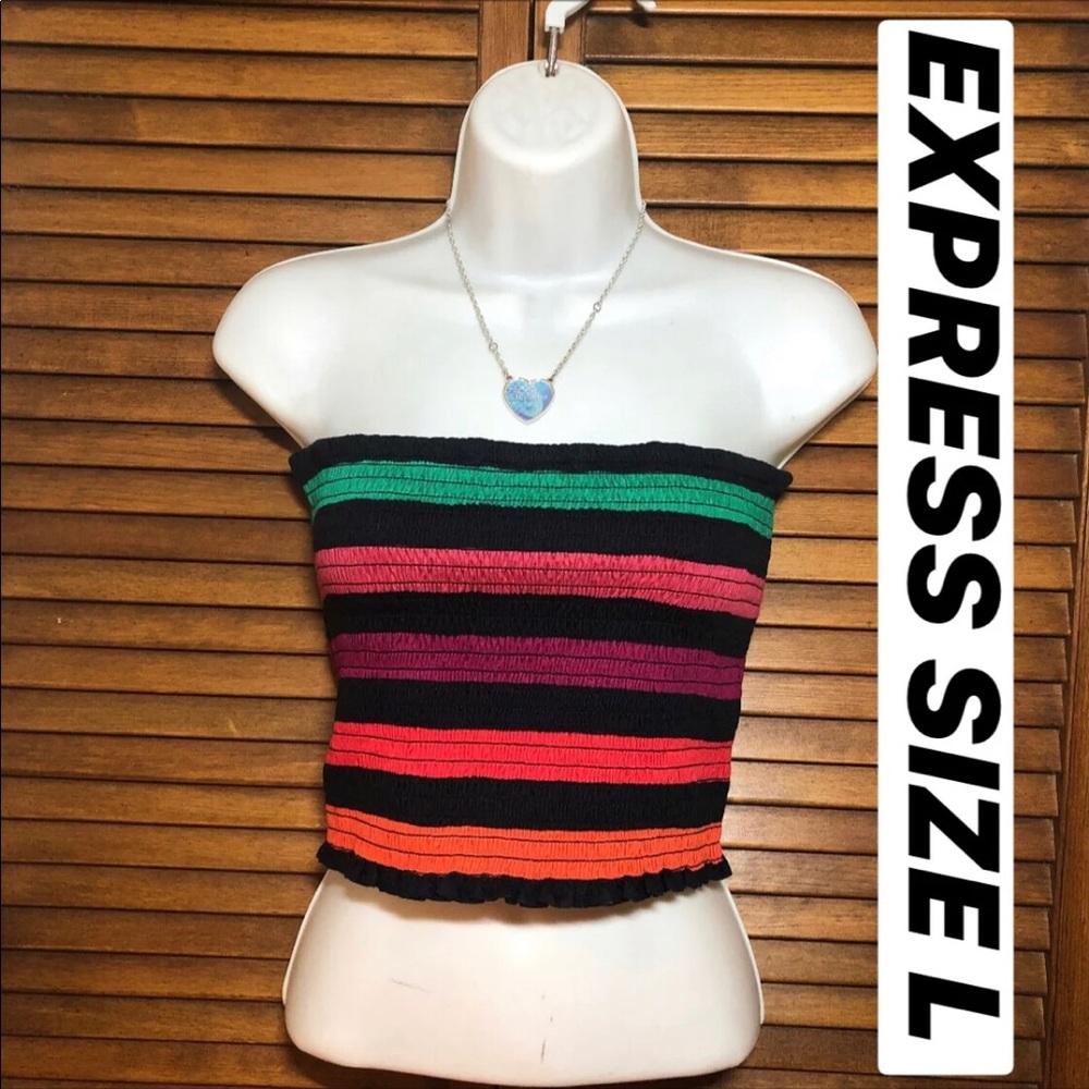 Striped Smocked Cropped Top Size L